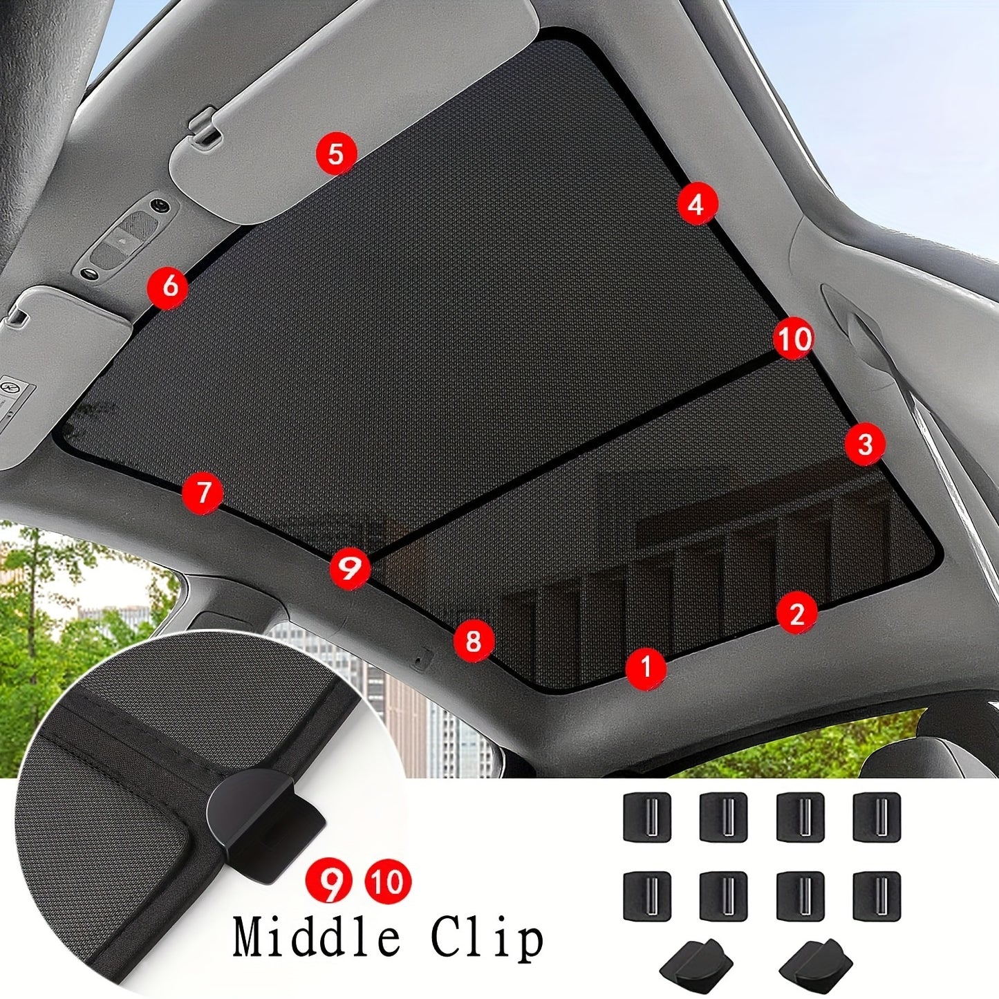 For Tesla Model Y Roof Sunshade - Upgrade 2.0 Top Window Sun Shades For 2019-2023 Tesla Y Accessories, Effectively Heat Insulation Sun Blocking