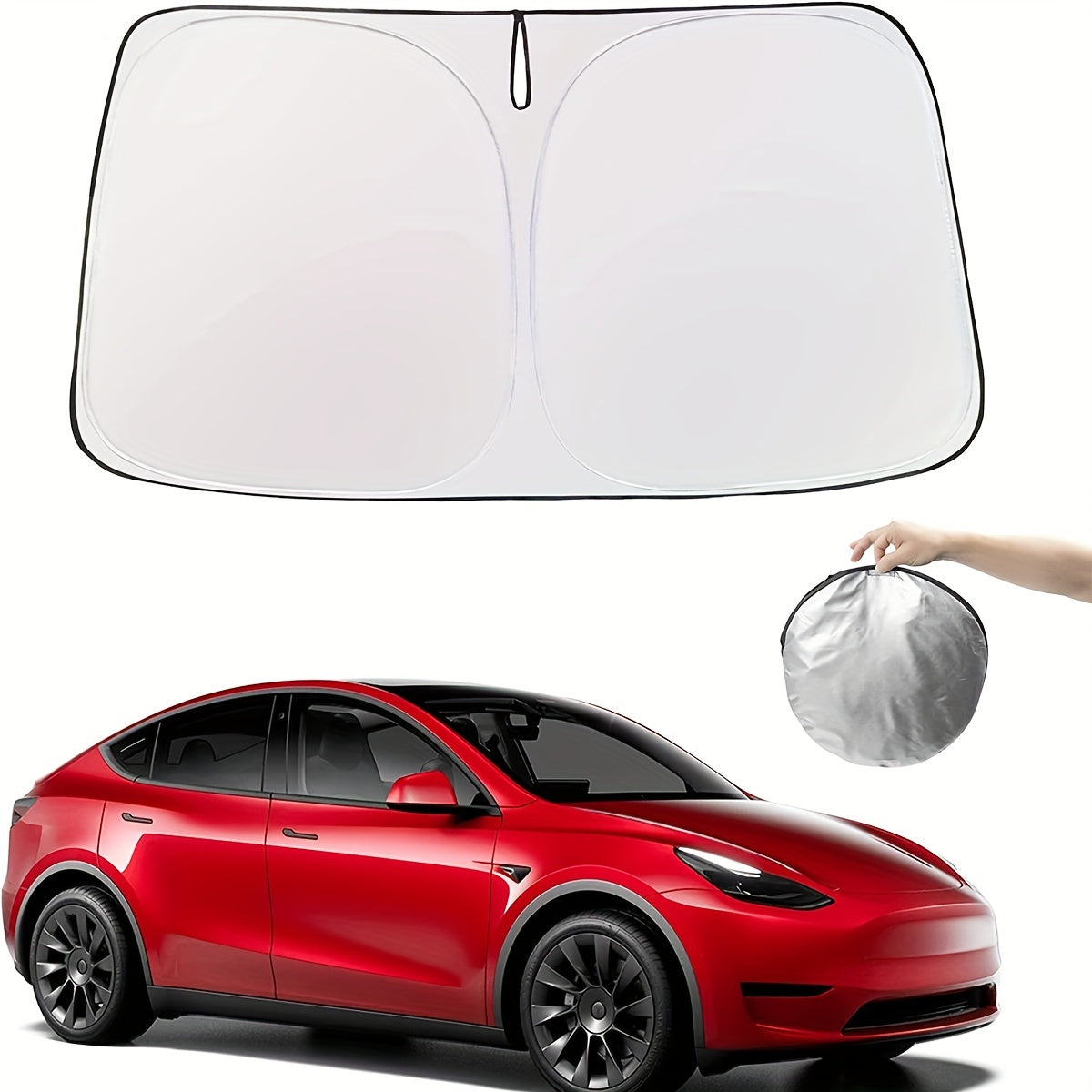 1pc For Tesla Model Y Model 3 For Tesla S/X Windshield Sunshade Folding Front Window Sun Shade Cover Heat Protection Visor